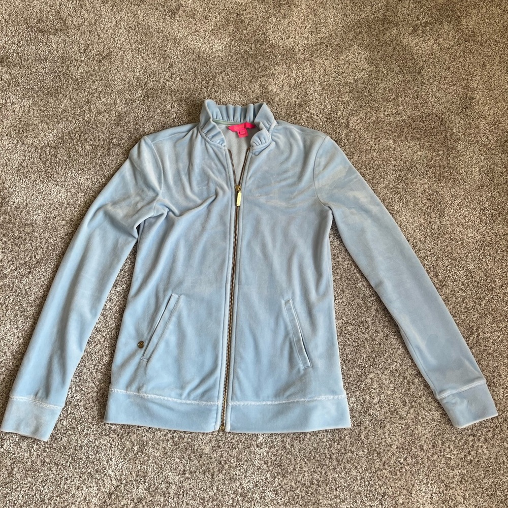 Lilly Pulitzer Velour Blue ZipUp XXS